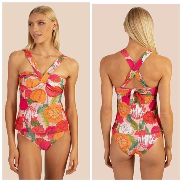 Trina Turk NWT Sunny Bloom Convertible Tankini Size 6 Lightly Padded top only - Picture 1 of 13